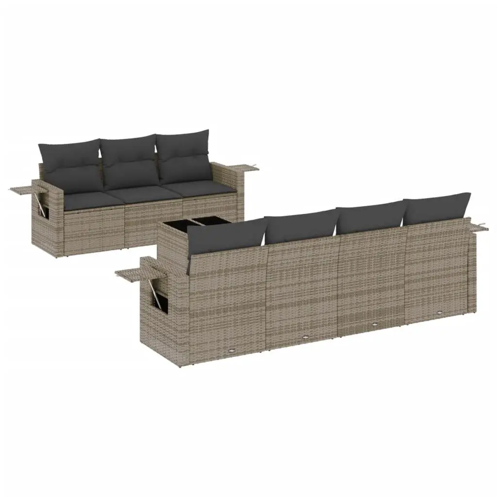 Garden Sofa Set PE Rattan 8 Piece Modular Grey Outdoor Furniture