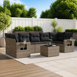 8 Piece Grey Outdoor Garden Sofa Set with Cushions