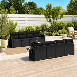 Black Modular 9 Piece Garden Sofa Set for Outdoor Spaces