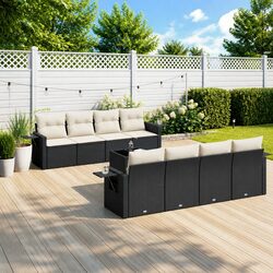 Premium 9-Piece Black Poly Rattan Garden Sofa Set