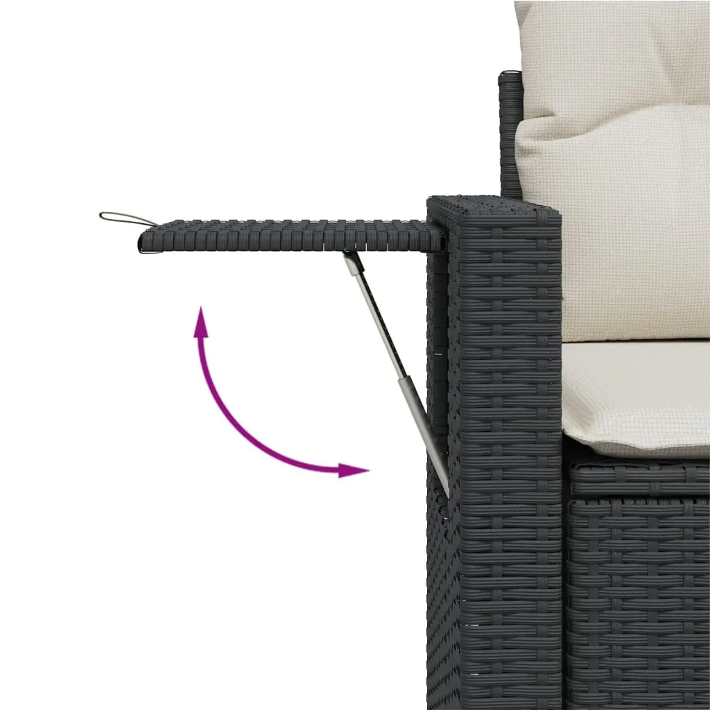 Garden Sofa Set PE Rattan 9 Piece Outdoor Furniture Black with Cushions