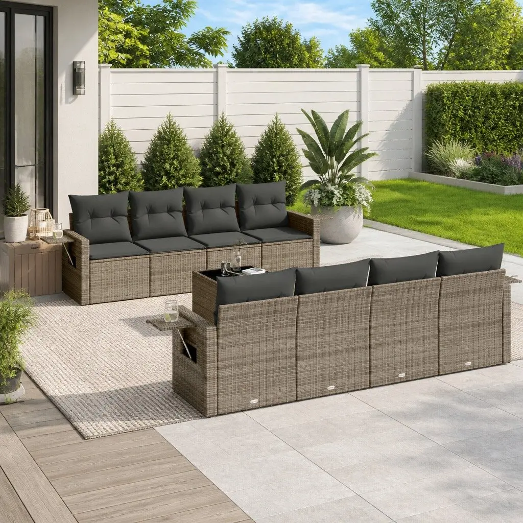 9 Piece Grey Garden Sofa Set for Outdoor Relaxation