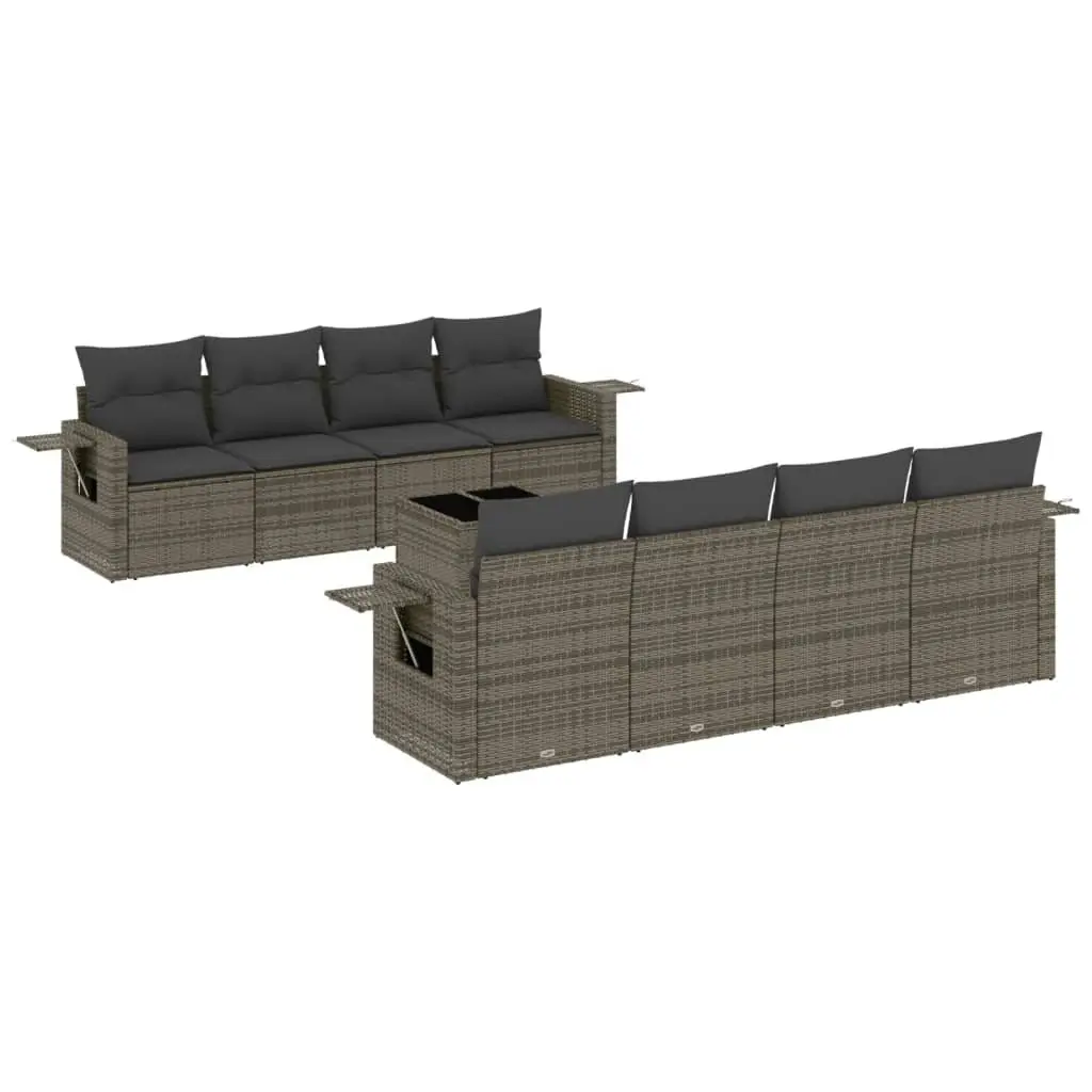 9 Piece Grey Garden Sofa Set for Outdoor Relaxation