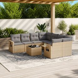 Sturdy 9-Piece Modular Garden Sofa Set with Cushions
