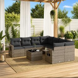 Premium 9 Piece Modular Garden Sofa Set in Grey