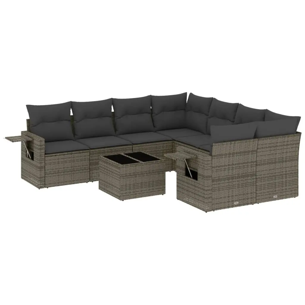 9 Piece Modular Garden Sofa Set in Grey