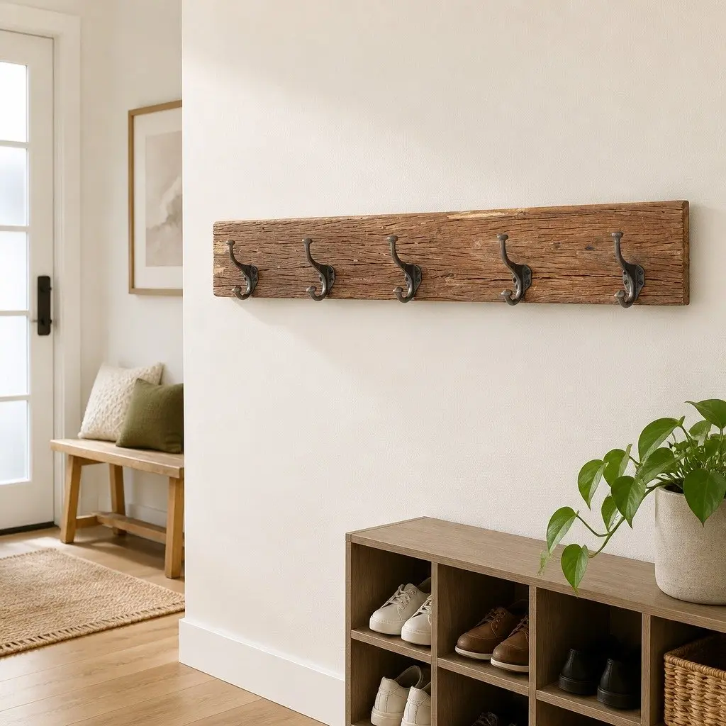 Coat Rack Solid Reclaimed Wood 100 x 2.5 x 15 cm Brown