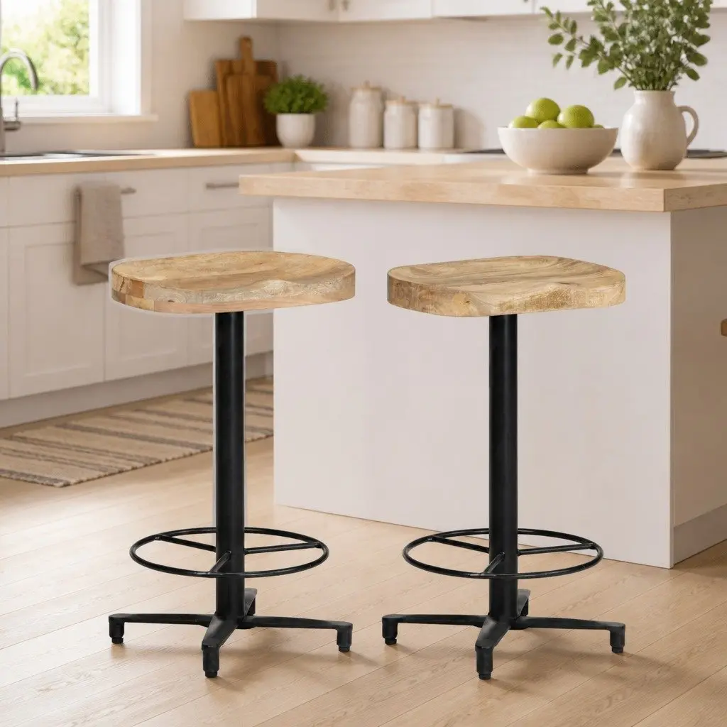 Bar Stools Solid Mango Wood 66 cm Brown Counter Height Seating