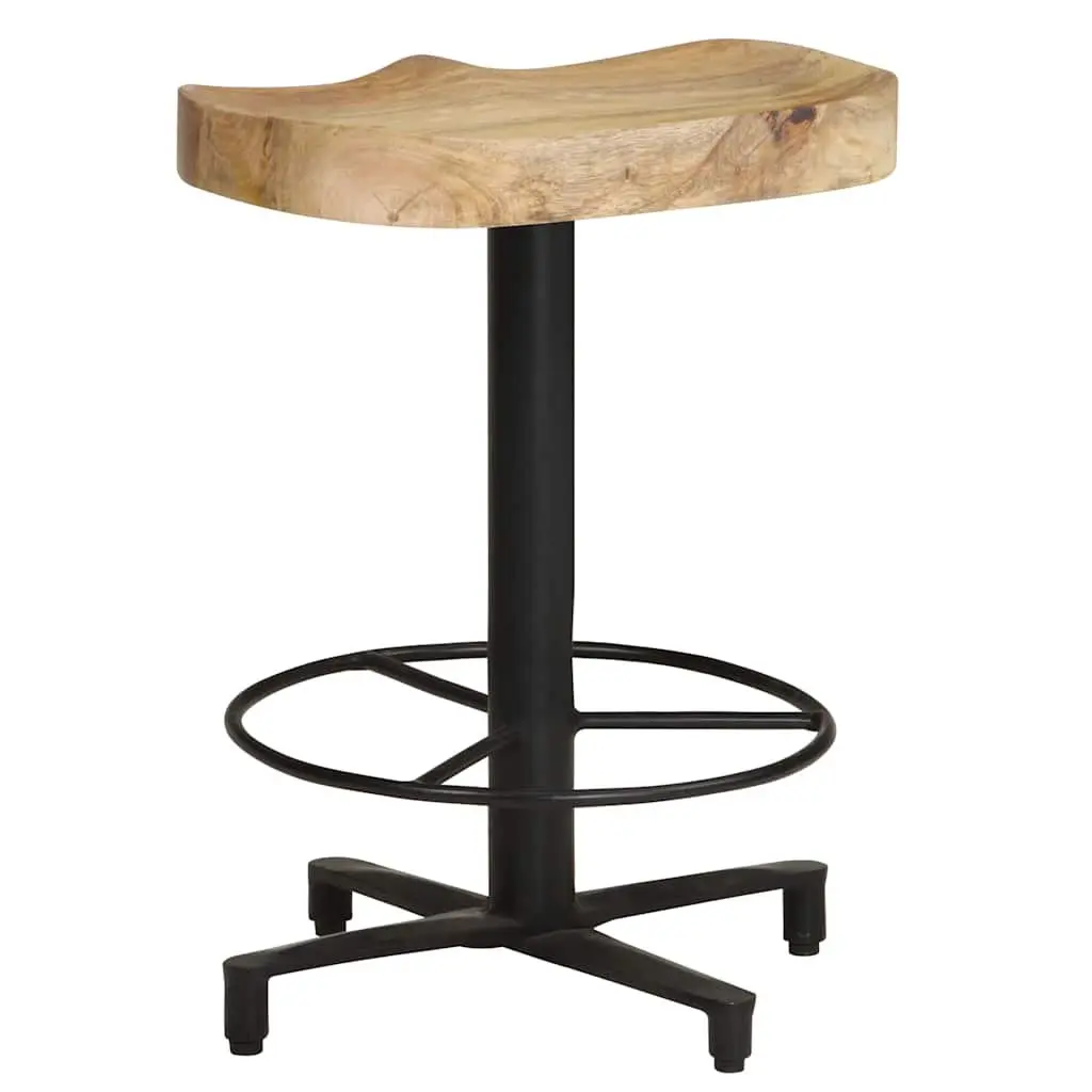 Bar Stools 2 pcs 52 cm Solid Mango Wood Brown Kitchen Counter Seating Footrest