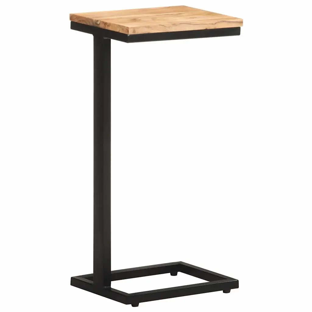 Solid Wood End Table with Sturdy Iron Legs