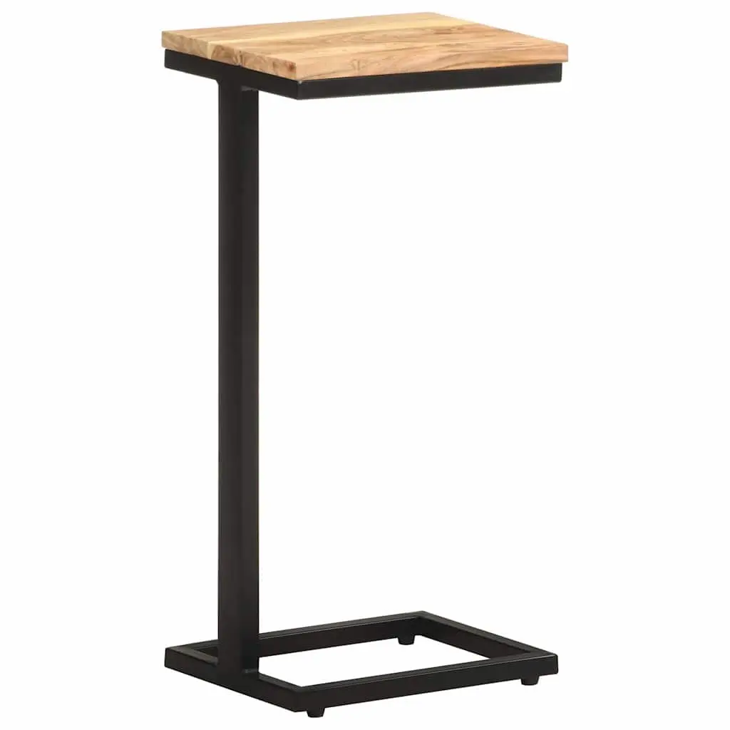 Solid Wood End Table with Sturdy Iron Legs