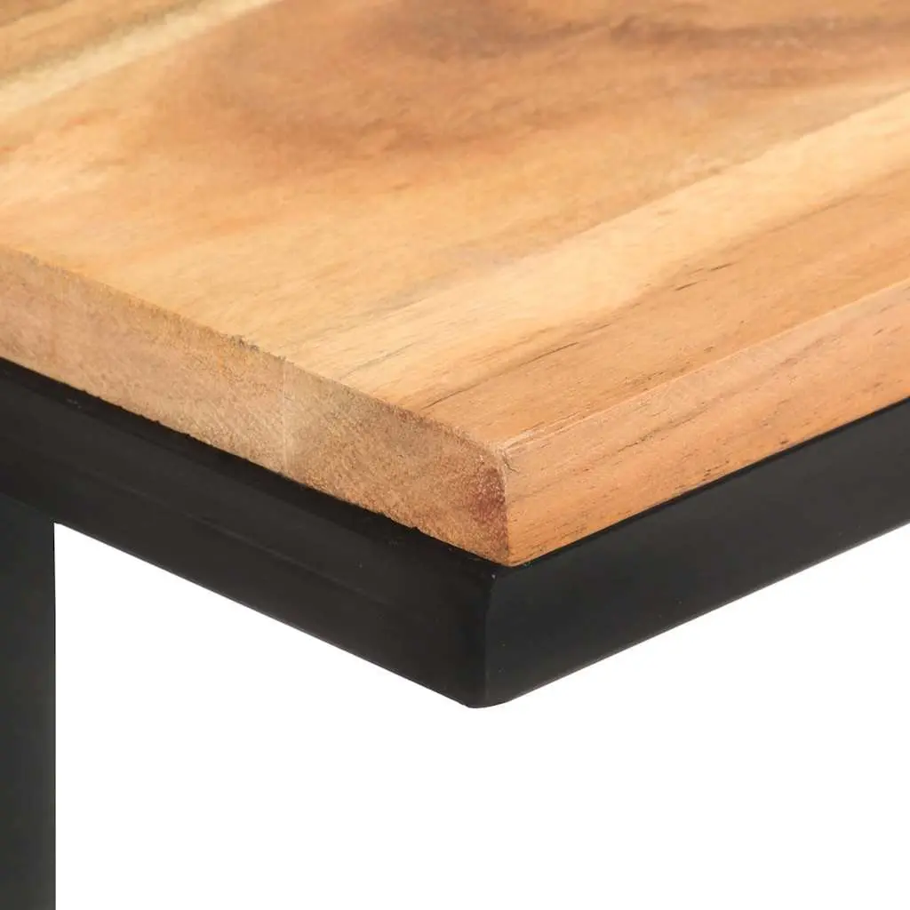 Solid Wood End Table with Sturdy Iron Legs