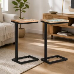 2-Piece End Table Set in Solid Reclaimed Wood