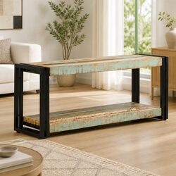 Solid Reclaimed Wood TV Cabinet with Industrial Legs