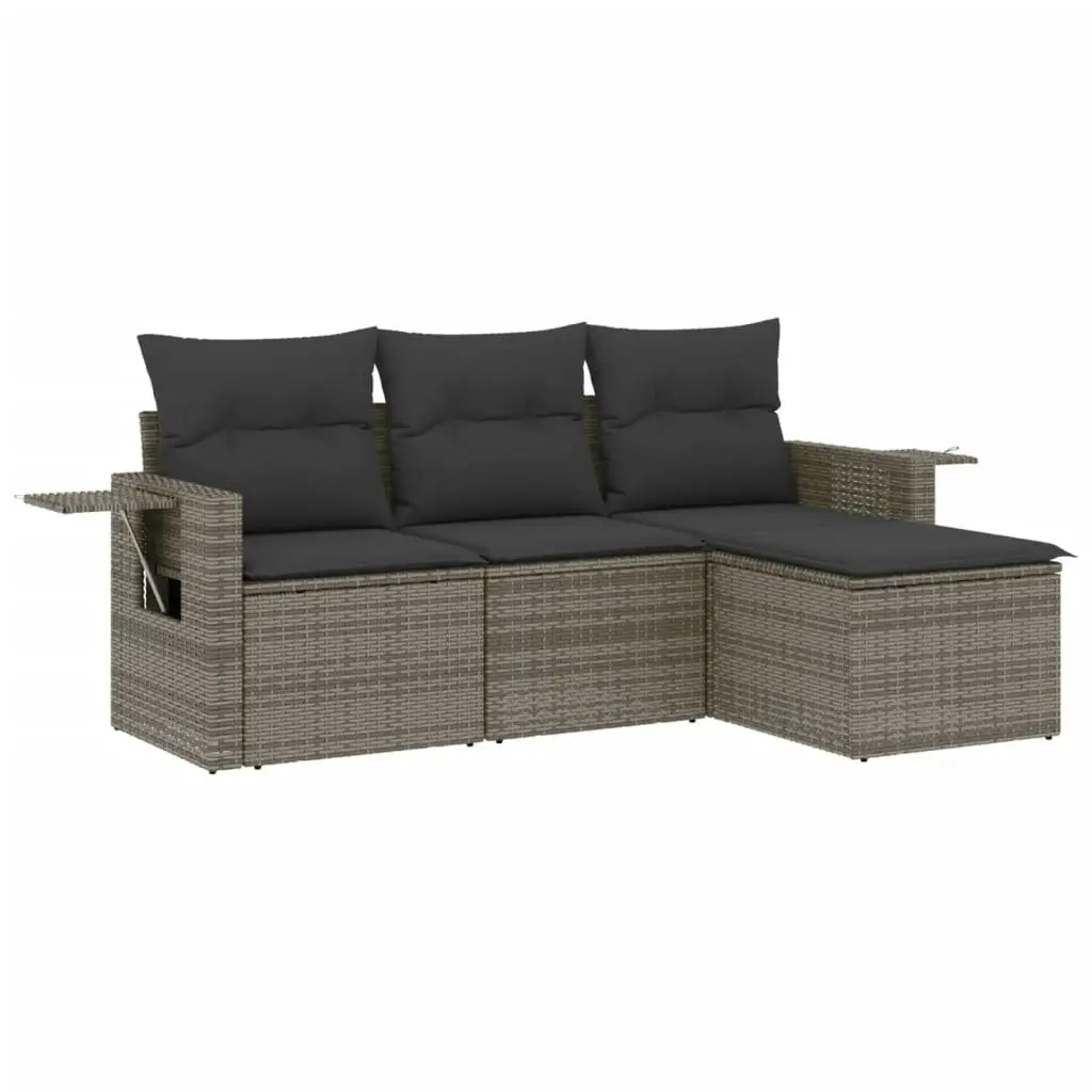 Garden Sofa Set PE Rattan 4 Piece Modular Outdoor Furniture Grey