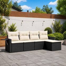 5 Piece Modular Garden Sofa Set in Black Poly Rattan