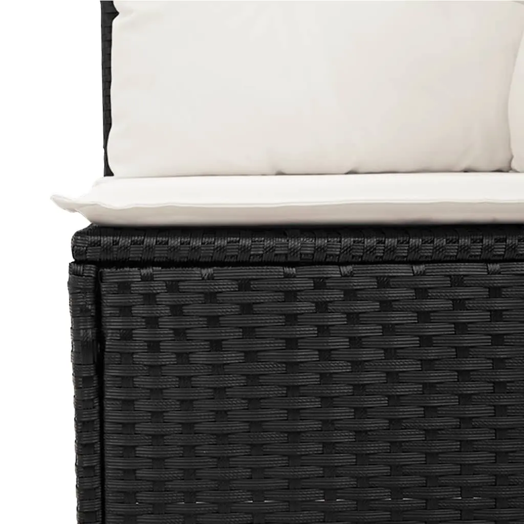 5 Piece Garden Sofa Set PE Rattan Modular Black with Cushions
