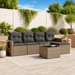 6-Piece Modular Garden Sofa Set in Grey Rattan