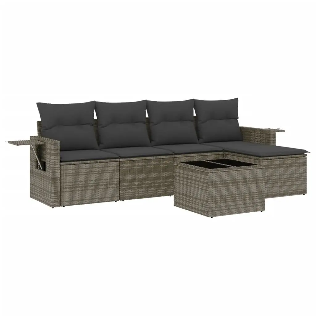 6-Piece Modular Garden Sofa Set in Grey Rattan