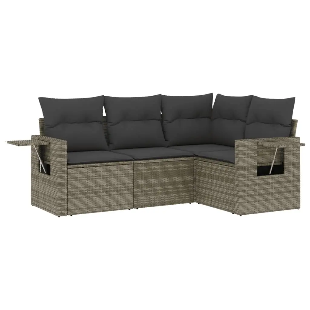 4 Piece Grey Poly Rattan Garden Sofa Set