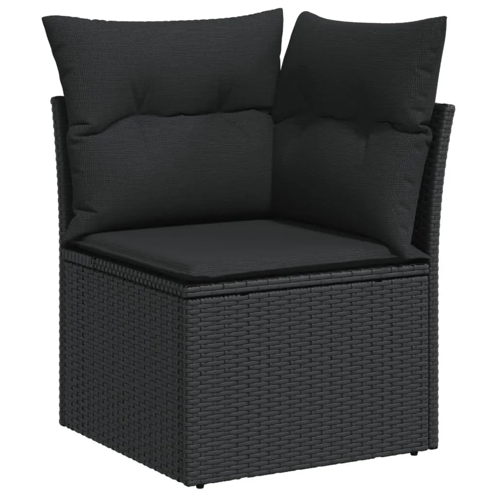 Garden Sofa Set PE Rattan 5 Piece Outdoor Furniture Black with Cushions and Table