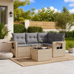 Premium Outdoor 5 Piece Garden Sofa Set with Cushions