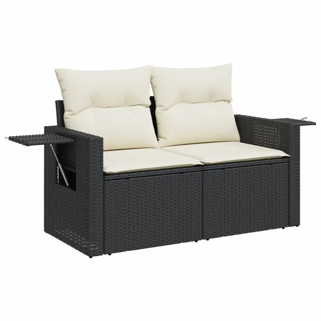 Garden Sofa Set PE Poly Rattan 5 Piece Black