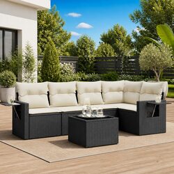 Outdoor Modular Garden Sofa Set 6 Piece Black Rattan