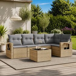6 Piece Outdoor Garden Sofa Set with Durable Rattan