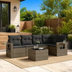 Durable 6-Piece Outdoor Grey Rattan Sofa Set