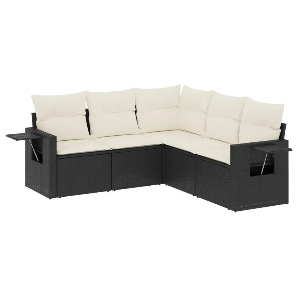 5 Piece Modular Garden Sofa Set with Foldable Side Tables
