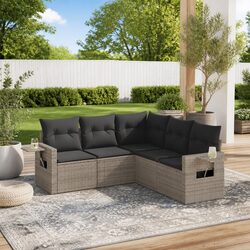 Durable 5 Piece Grey Rattan Sofa Set for Outdoor Spaces