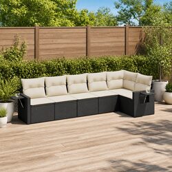 Black Modular 6-Piece Garden Sofa Set for Outdoors