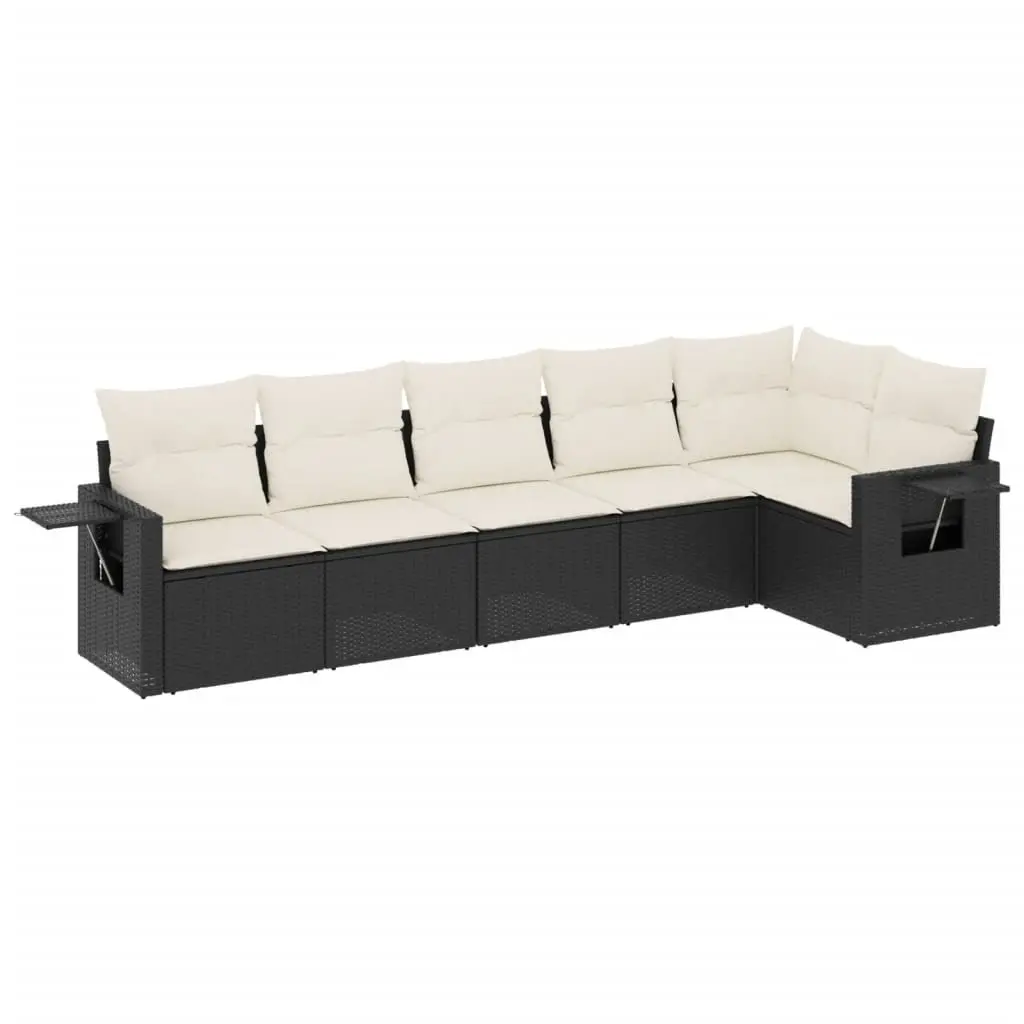 Black Modular 6-Piece Garden Sofa Set for Outdoors