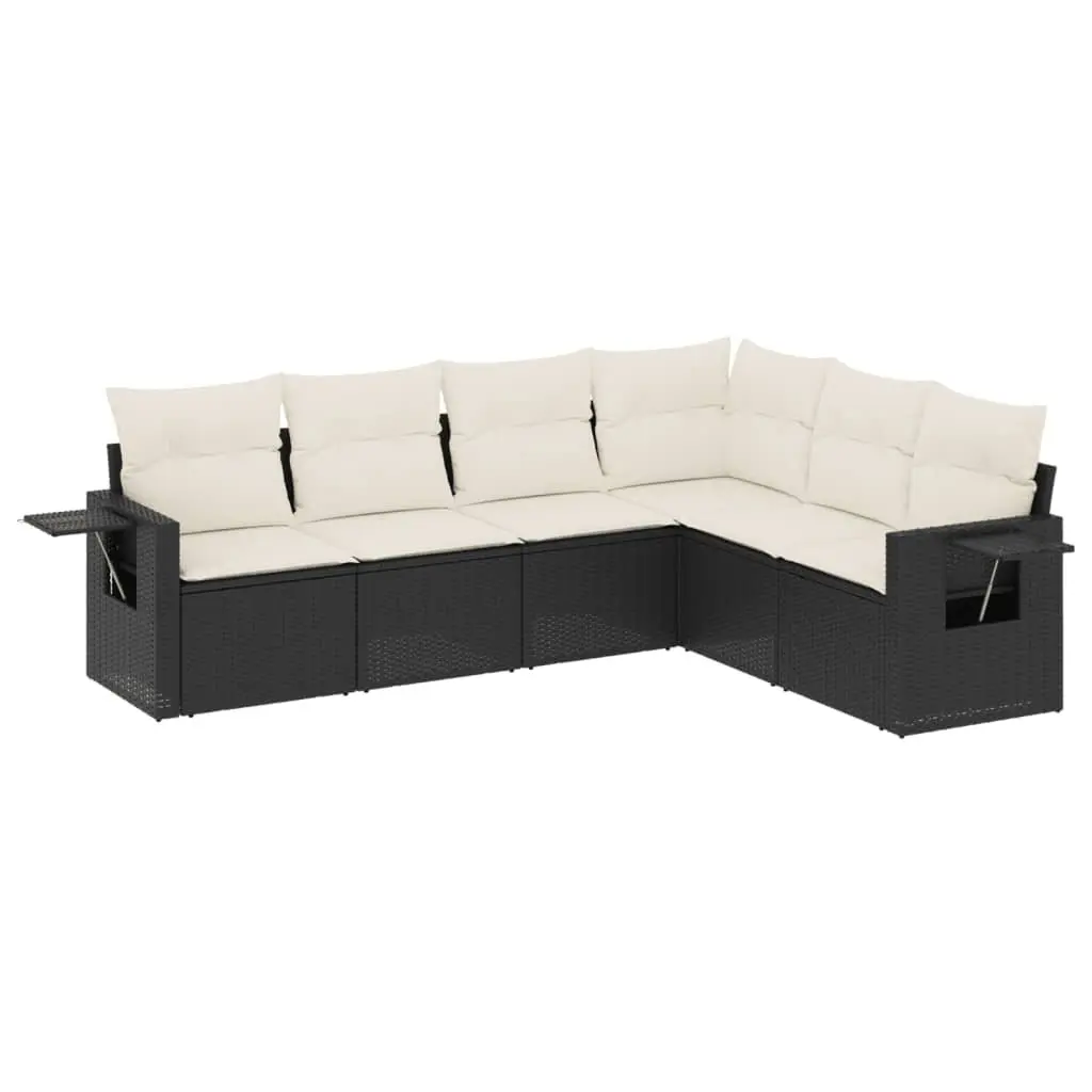 6-Piece Modular Garden Sofa Set in Black Poly Rattan