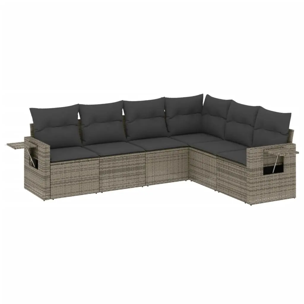 6-Piece Modular Patio Lounge Set in Grey Poly Rattan