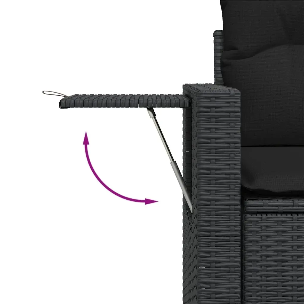 7 Piece Garden Sofa Set PE Rattan Modular Black Outdoor Patio Furniture