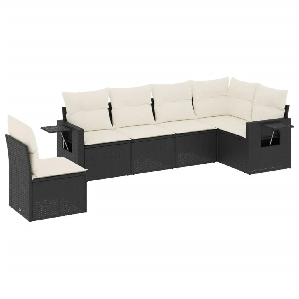 Garden Sofa Set 6 Piece Black Poly Rattan
