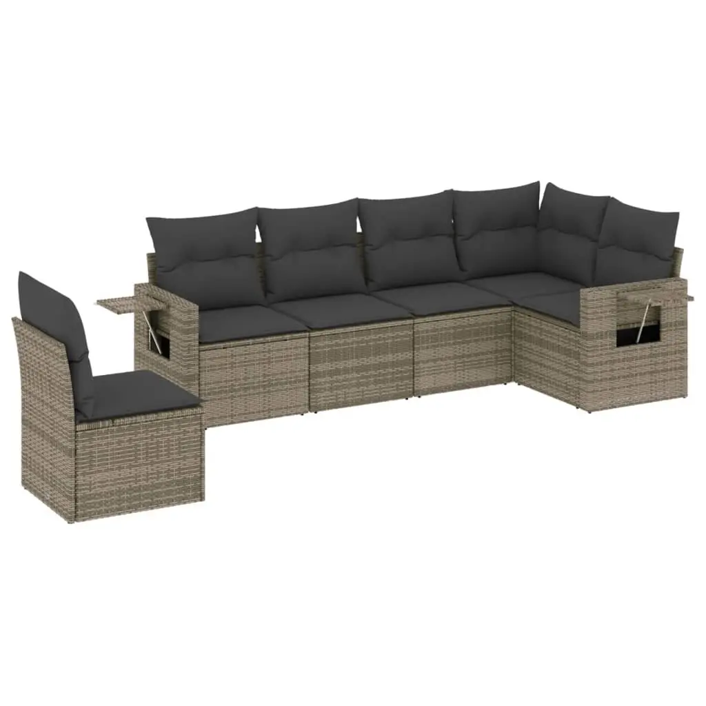Grey Poly Rattan Garden Sofa Set with Cushions