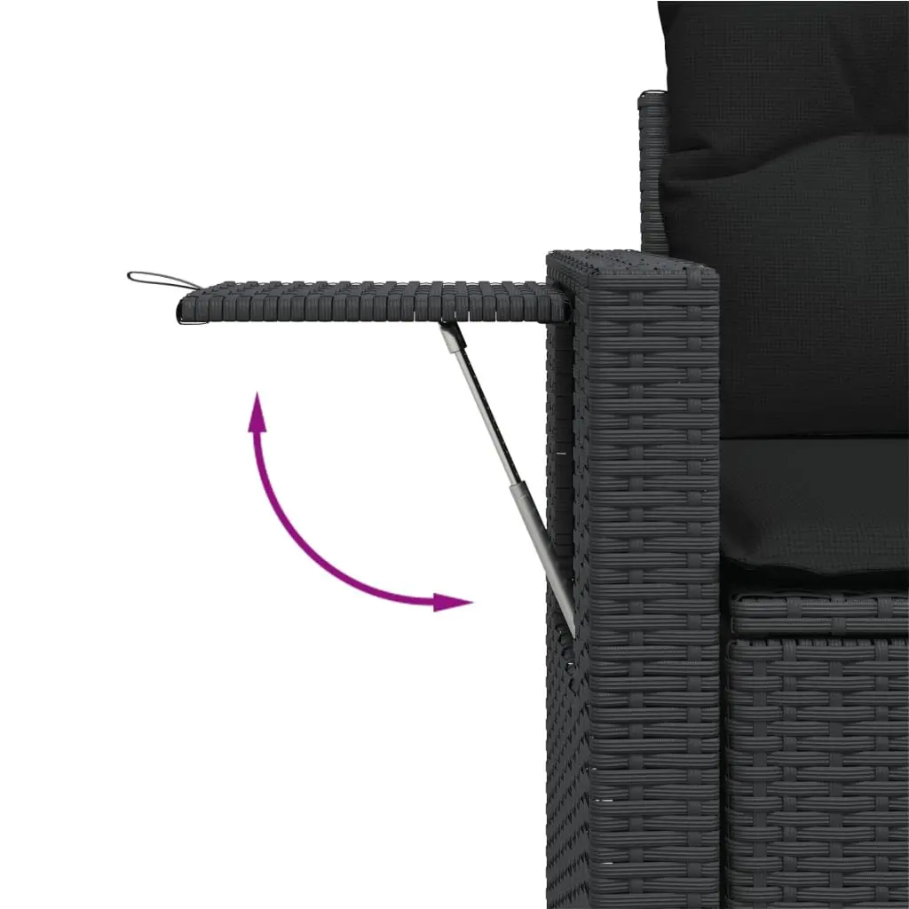 7 Piece Outdoor Garden Sofa Set in Black with Cushions