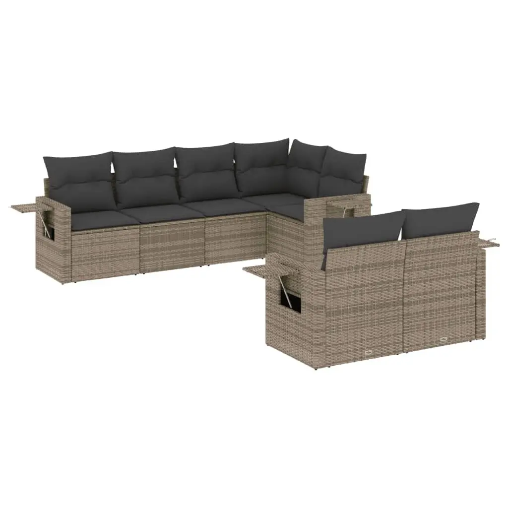 Garden Sofa Set PE Rattan 7 Piece Outdoor Furniture Grey