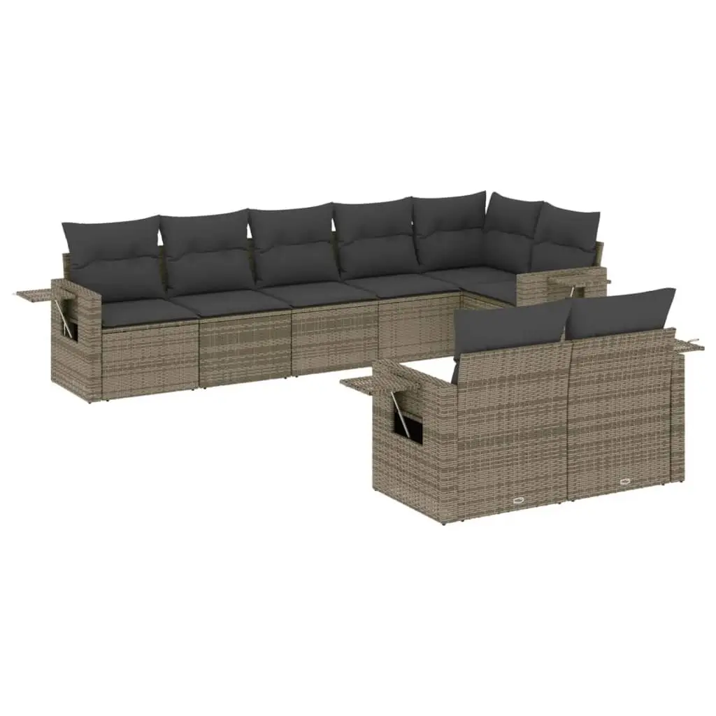 8 Piece Garden Sofa Set in Grey Poly Rattan