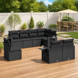 Black Modular Patio Lounge Set - 8 Piece Garden Sofa
