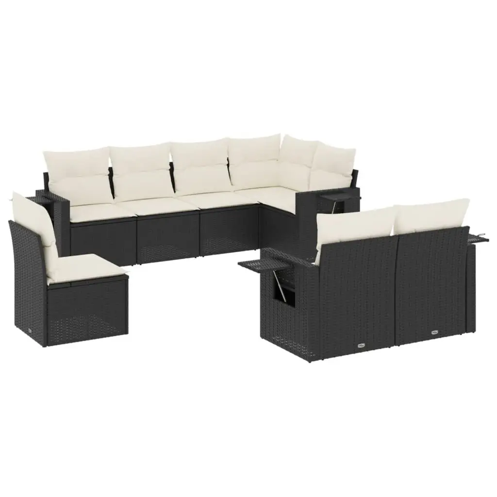Garden Sofa Set PE Rattan 8 Piece Outdoor Furniture Black Modular Patio