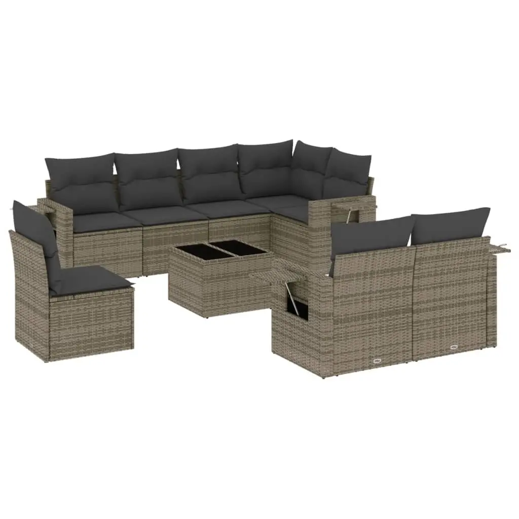 Grey Modular 9 Piece Outdoor Garden Sofa Set
