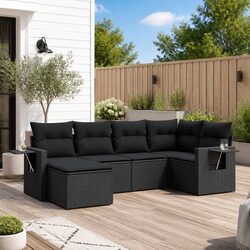 Premium 6-Piece Modular Garden Sofa Set in Black