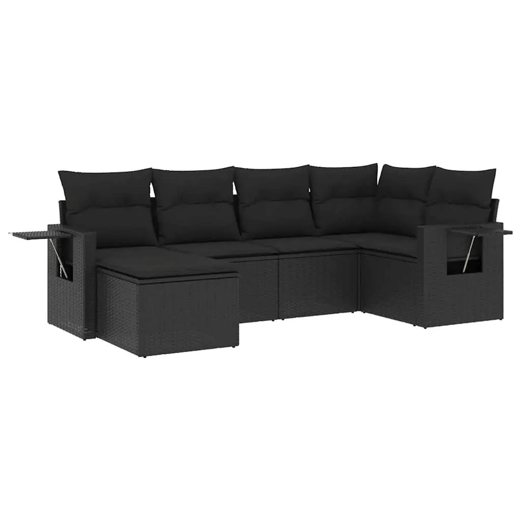 6-Piece Modular Garden Sofa Set in Black