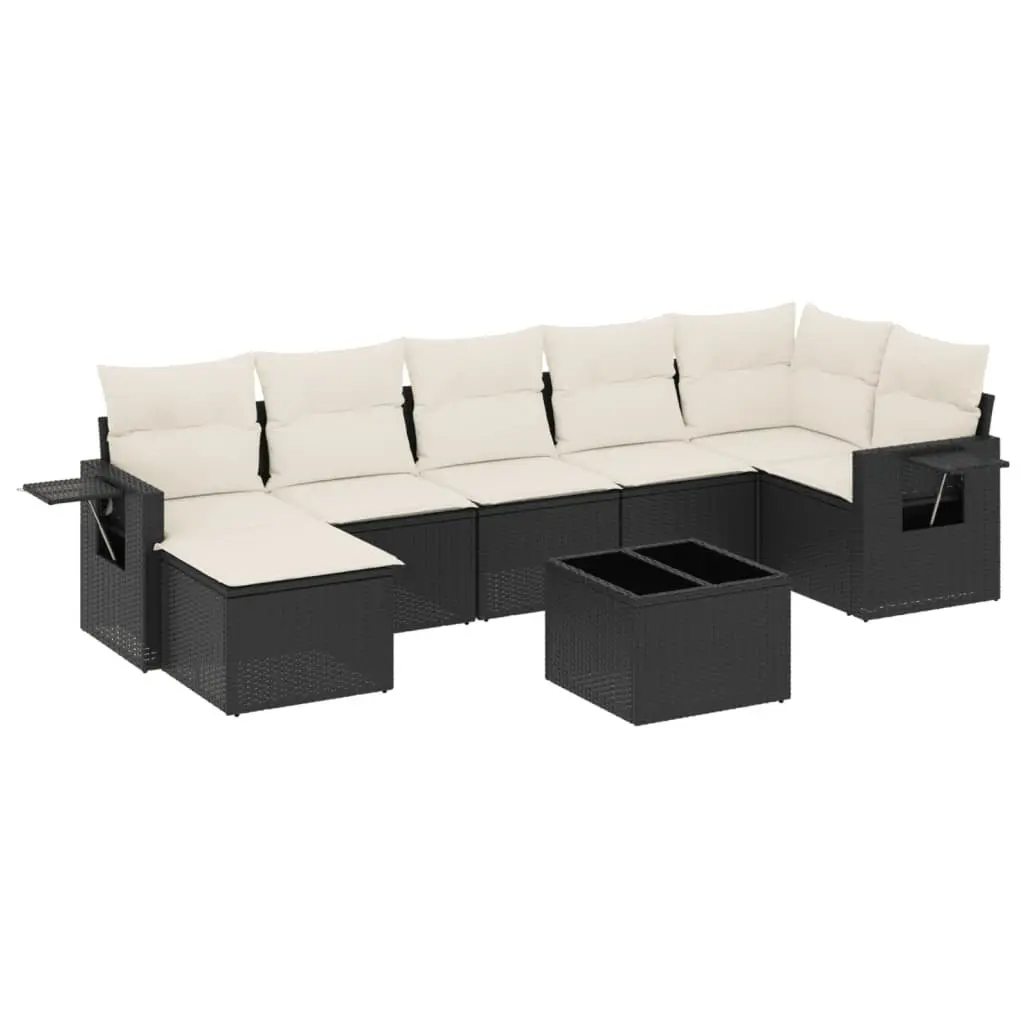 Garden Sofa Set PE Rattan 8 Piece Outdoor Furniture Black Modular Patio