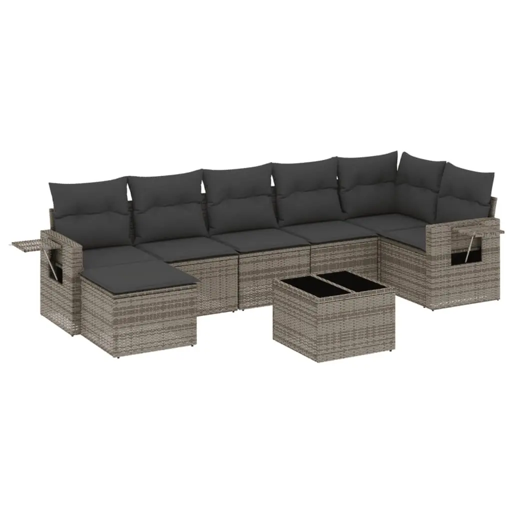 8 Piece Grey Poly Rattan Garden Sofa Set