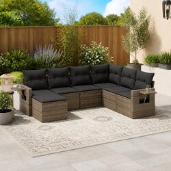 7-Piece Grey Modular Patio Sofa Set for Outdoor Living